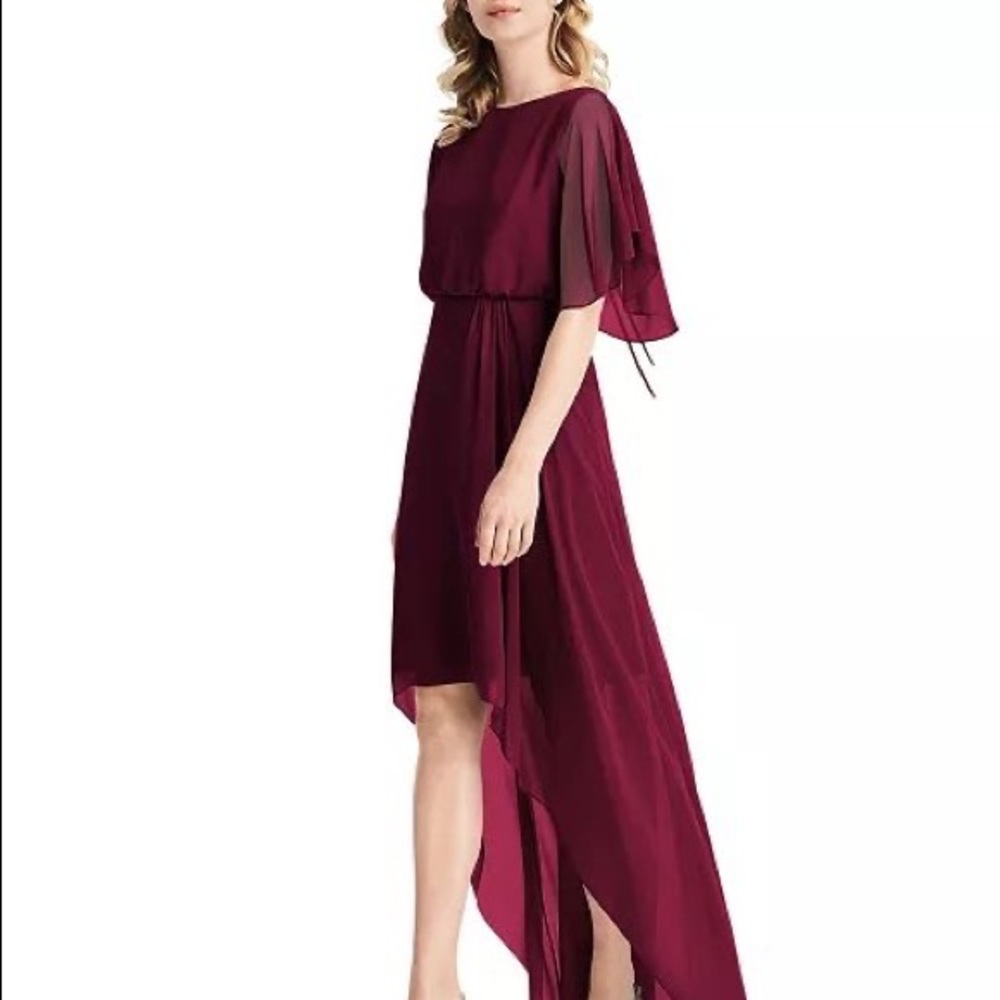 Jenny Packham Flutter-sleeve High-low A Line dress